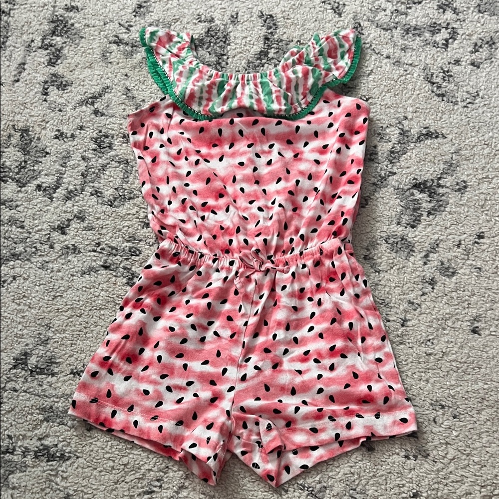 The Children's Place Pink and Green Watermelon Romper